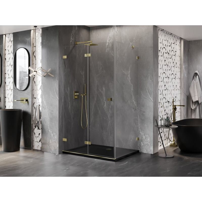 Mexen Lunar-F preklopna lijeva tuš kabina 100 x 90 cm, prozirna, zlatna - 836-100-090-50-00-L