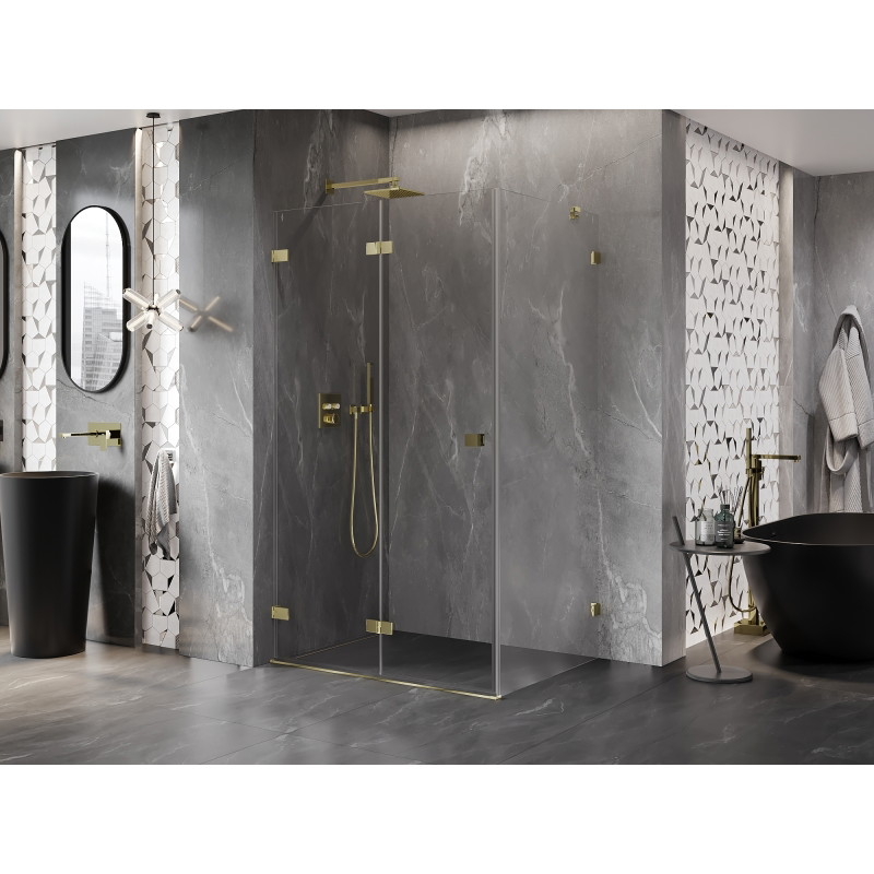 Mexen Lunar-F preklopna lijeva tuš kabina 100 x 90 cm, prozirna, zlatna - 836-100-090-50-00-L