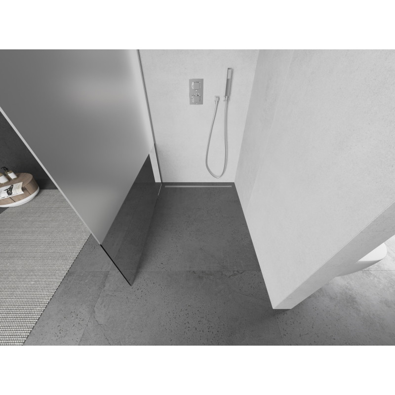 Mexen Kioto Walk-in Shower Wall 100 x 200 cm, Transparent/Frosted 8 mm, Chrome - 800-100-101-01-35