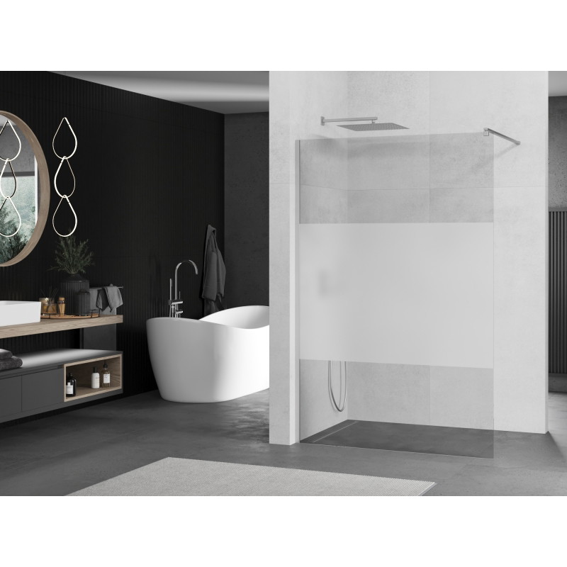 Mexen Kioto Walk-in Shower Screen 110 x 200 cm, Transparent/Frosted 8 mm, Chrome - 800-110-101-01-35