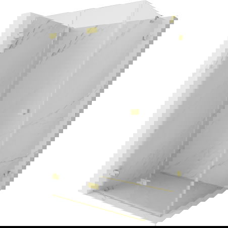 Mexen Lunar-F inklapbare douchecabine links 95 x 70 cm, transparant, goud geborsteld - 836-095-070-55-00-L