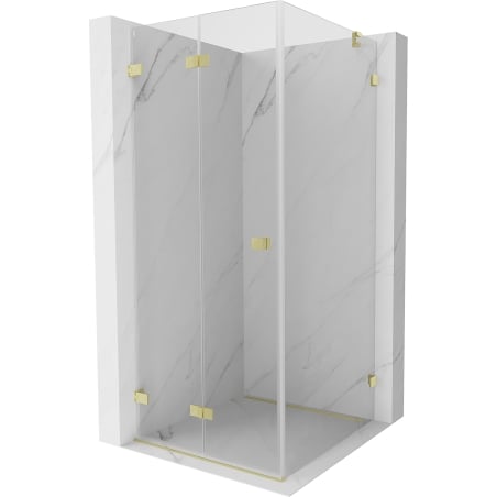 Mexen Lunar-F cabine de douche pliante gauche 80 x 80 cm, transparent, or brossé - 836-080-080-55-00-L