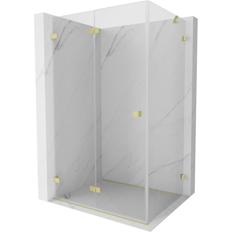 Mexen Lunar-F cabina de ducha plegable izquierda 90 x 80 cm, transparente, dorado cepillado - 836-090-080-55-00-L