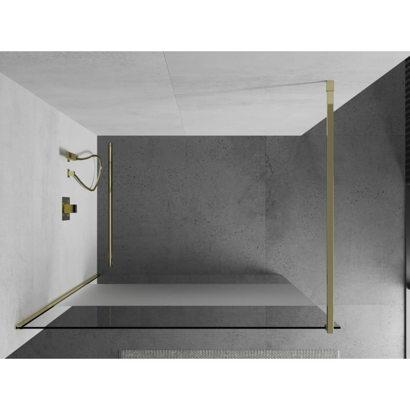 Mexen Kioto Duschwand Walk-in 100 x 200 cm, transparent/frostig 8 mm, golden - 800-100-101-50-35