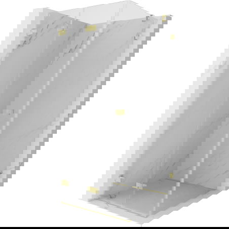 Mexen Lunar-F Klappduschkabine links 100 x 100 cm, transparent, gebürstetes Gold - 836-100-100-55-00-L