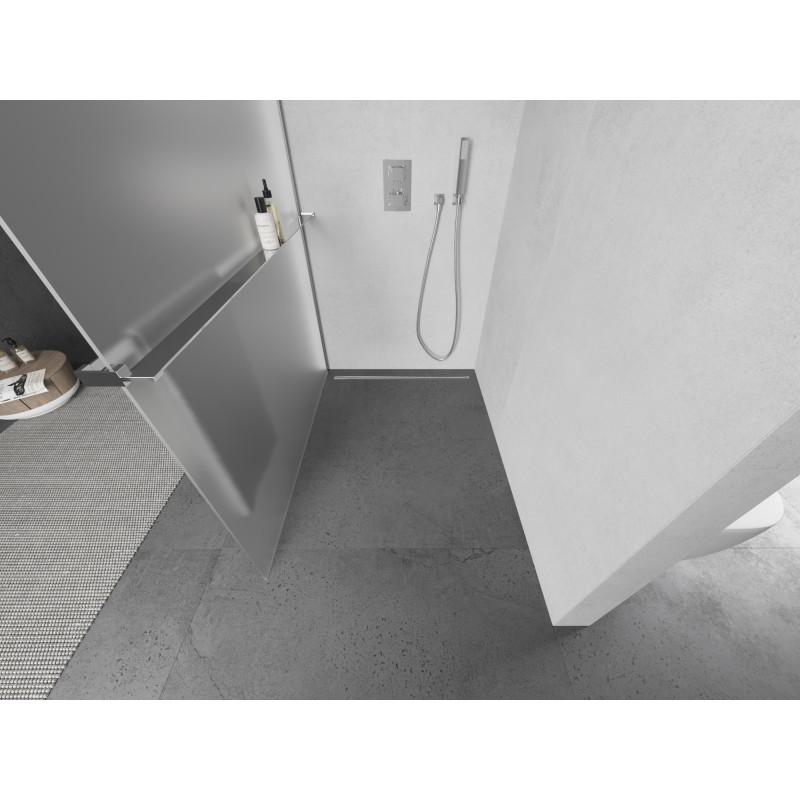 Mexen Kioto+ panel de ducha con estante Walk-in 80 x 200 cm, escarcha, cromo - 800-080-121-01-30