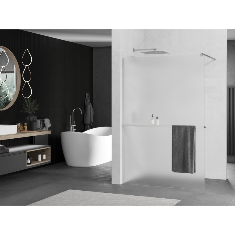 Mexen Kioto+ paroi de douche avec étagère Walk-in 90 x 200 cm, givrée, chrome - 800-090-121-01-30