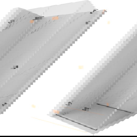 Mexen Lunar-F πτυσσόμενη αριστερή καμπίνα ντους 100 x 80 cm, διάφανη, ροζ χρυσό