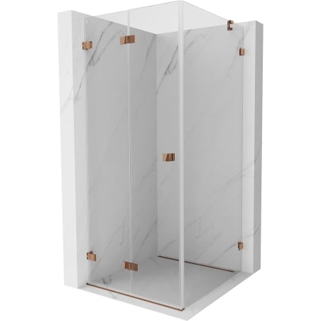 Mexen Lunar-F folding shower enclosure left 90 x 90 cm, transparent, rose gold - 836-090-090-60-00-L