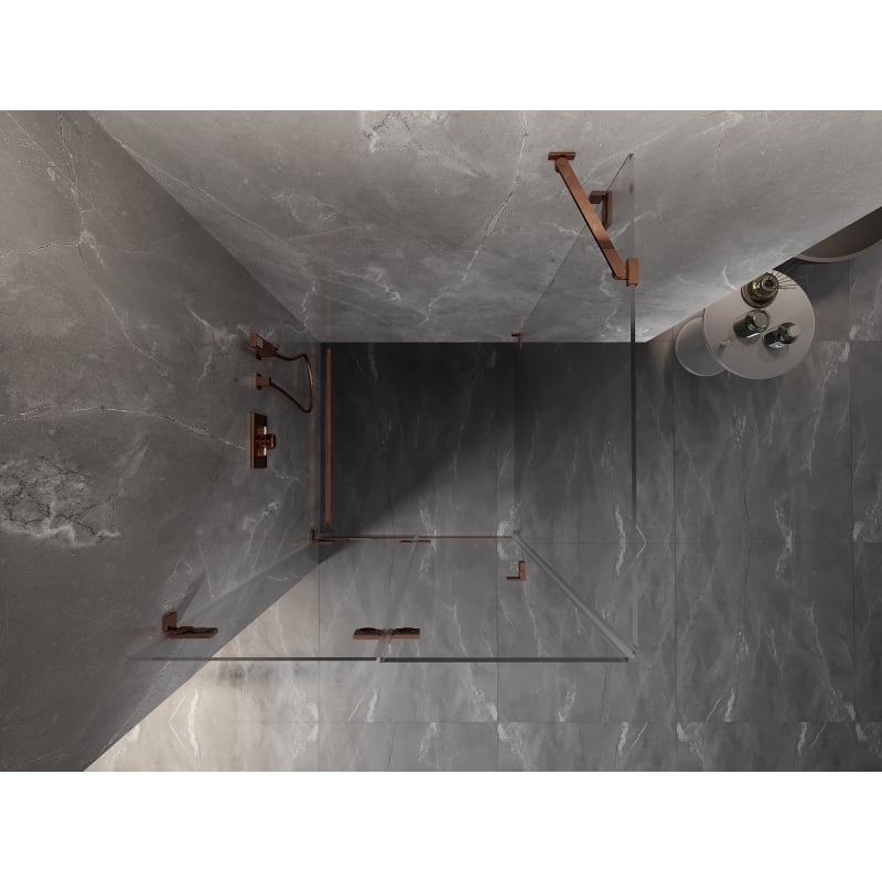 Mexen Lunar-F cabina de ducha plegable izquierda 90 x 90 cm, transparente, oro rosa- 836-090-090-60-00-L