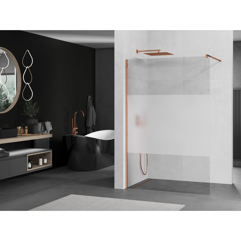 Mexen Kioto paroi de douche Walk-in 90 x 200 cm, transparent/givre 8 mm, or rose - 800-090-101-60-35