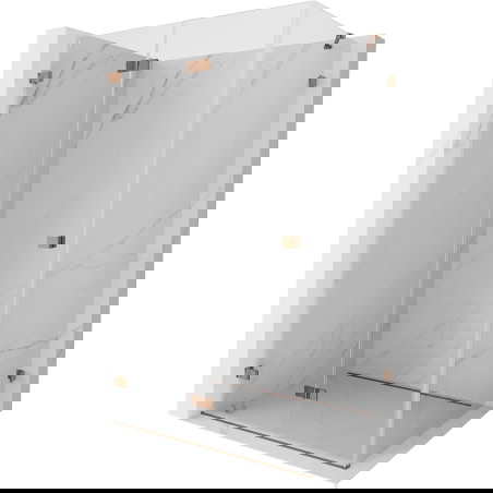 Mexen Lunar-F pregibna pršna kabina leva 100 x 90 cm, transparentna, rožnato zlato - 836-100-090-60-00-L