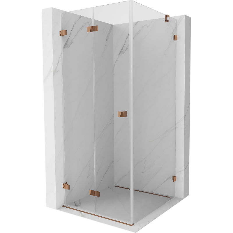 Mexen Lunar-F folding shower cabin left 100 x 100 cm, transparent, rose gold- 836-100-100-60-00-L