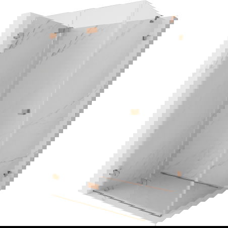 Mexen Lunar-F inklapbare douchecabine links 100 x 80 cm, transparant, geborsteld koper- 836-100-080-65-00-L