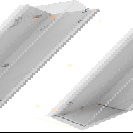 Mexen Lunar-F zložljiva tuš kabina leva 100 x 100 cm, prozorna, brušeni baker - 836-100-100-65-00-L