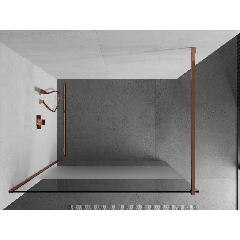 Mexen Kioto Συρόμενη πόρτα ντους Walk-in 120 x 200 cm, διάφανη/παγωμένη 8 mm, ροζ χρυσό