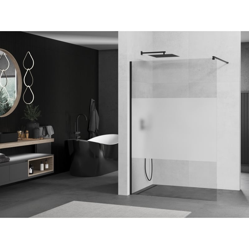 Mexen Kioto Walk-in Shower Screen 70 x 200 cm, Transparent/Frosted 8 mm, Black - 800-070-101-70-35