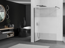 Mexen Kioto ścianka prysznicowa Walk-in 100 x 200 cm, transparent/szron 8 mm, czarna - 800-100-101-70-35