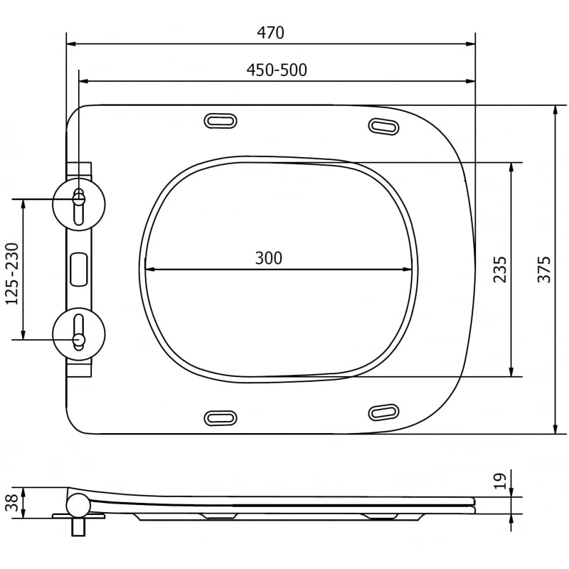 Mexen asiento de inodoro de caída suave slim, duroplast, blanco brillo - 39120100