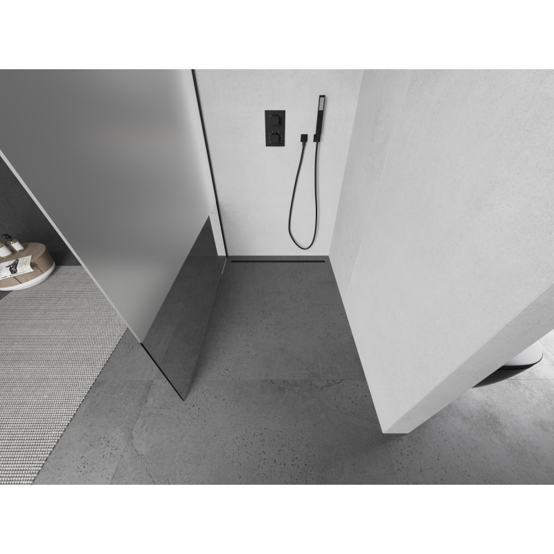 Mexen Kioto paroi de douche Walk-in 110 x 200 cm, transparent/verre dépoli 8 mm, noire - 800-110-101-70-35