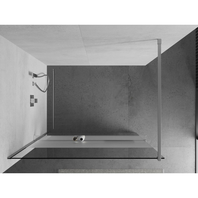 Mexen Kioto+ douchewand met plank Walk-in 100 x 200 cm, transparant/mat, chroom - 800-100-121-01-35