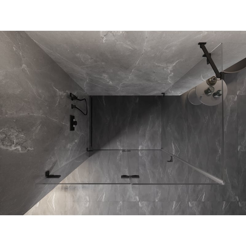 Mexen Lunar-F sklopiva tuš kabina lijeva 95 x 90 cm, prozirna, crna - 836-095-090-70-00-L