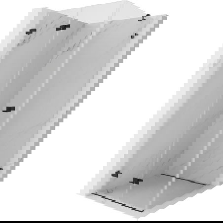 Mexen Lunar-F faltbar lénks Duschkabinn 100 x 100 cm, transparent, schwaarz - 836-100-100-70-00-L