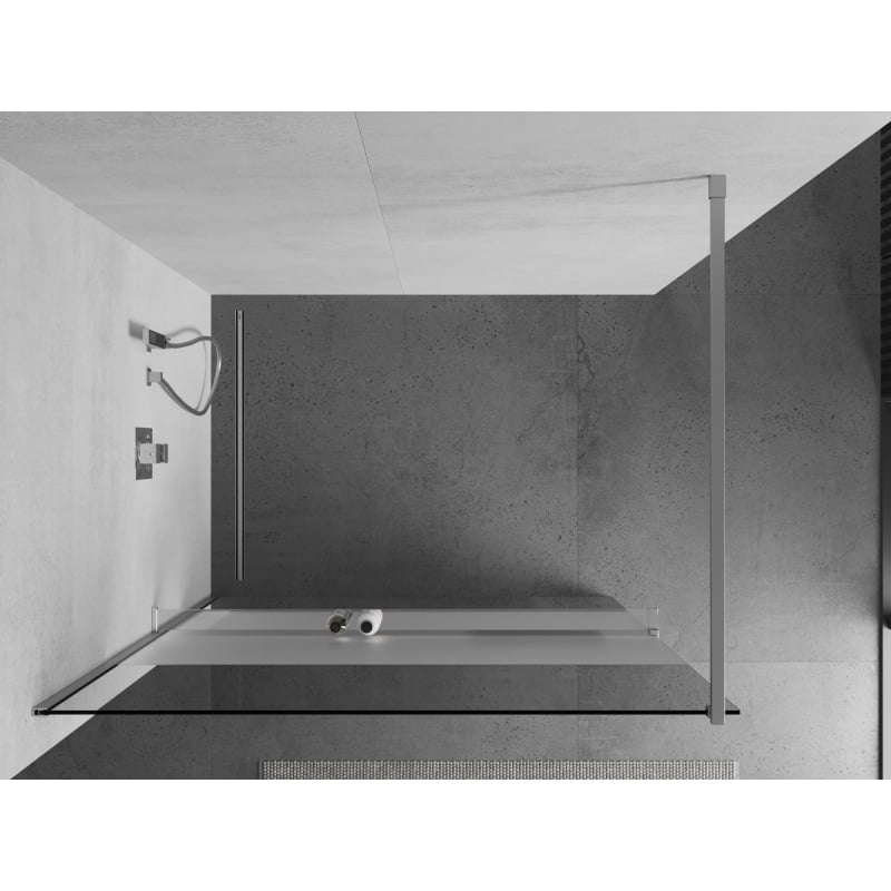 Mexen Kioto+ Walk-in Shower Wall with Shelf 110 x 200 cm, Transparent/Frosted, Chrome - 800-110-121-01-35
