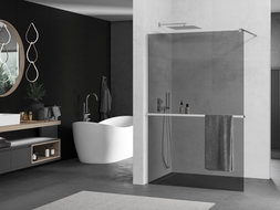 Mexen Kioto+ Duschwand mit Ablage Walk-in 100 x 200 cm, Graphit, Chrom - 800-100-121-01-40