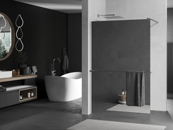 Mexen Kioto+ ścianka prysznicowa z półką Walk-in 80 x 200 cm, lustro, chrom - 800-080-121-01-50