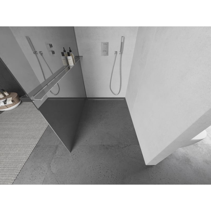 Mexen Kioto+ shower wall with Walk-in shelf 80 x 200 cm, mirror, chrome - 800-080-121-01-50