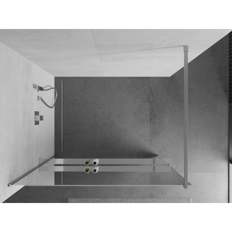 Mexen Kioto+ shower wall with Walk-in shelf 80 x 200 cm, mirror, chrome - 800-080-121-01-50