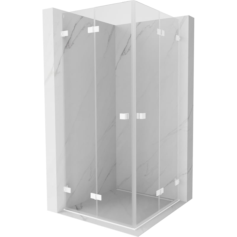 Mexen Lunar-F Duo cabina de ducha plegable 95 x 95 cm, transparente, blanca - 836-095L-095P-20-00