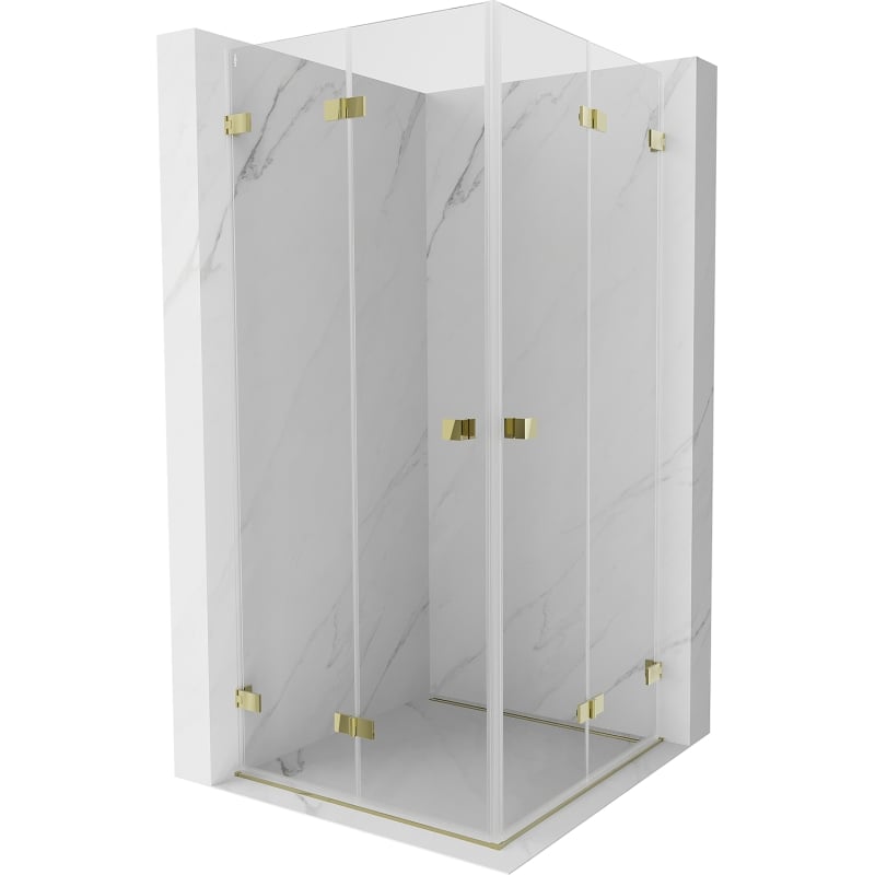 Mexen Lunar-F Duo sklopiva tuš kabina 95 x 95 cm, prozirna, zlatna - 836-095L-095P-50-00