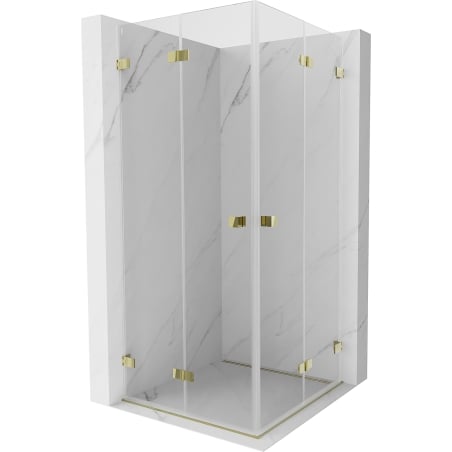 Mexen Lunar-F Duo 95 x 95 cm Folding Shower Enclosure, Transparent, Gold - 836-095L-095P-50-00