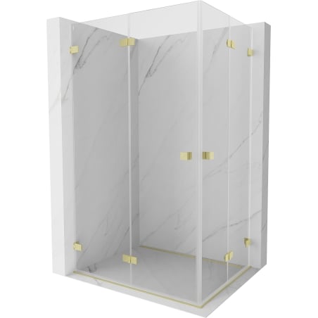Mexen Lunar-F Duo faltbare Duschkabine 95 x 80 cm, transparent, gebürstetes Gold - 836-095L-080P-55-00