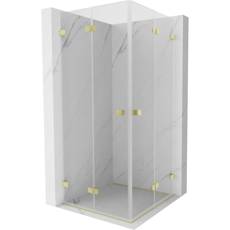 Mexen Lunar-F Duo faltbare Duschkabine 95 x 95 cm, transparent, gebürstetes Gold - 836-095L-095P-55-00