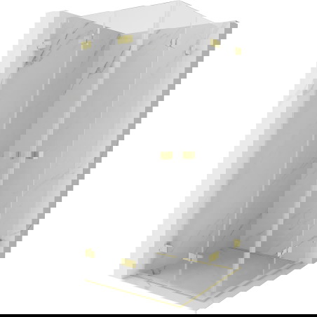 Mexen Lunar-F Duo zložljiva pršna kabina 95 x 95 cm, prozorna, brušeno zlato - 836-095L-095P-55-00