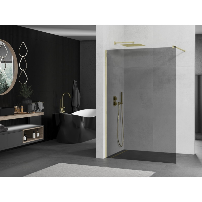 Mexen Kioto dušisein Walk-in 110 x 200 cm, grafiit 8 mm, kuldne - 800-110-101-50-40