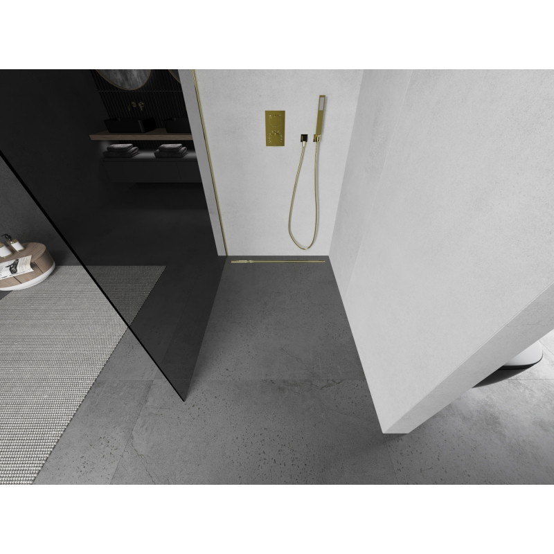 Mexen Kioto dušisein Walk-in 110 x 200 cm, grafiit 8 mm, kuldne - 800-110-101-50-40