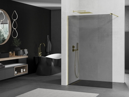Mexen Kioto ścianka prysznicowa Walk-in 100 x 200 cm, grafit 8 mm, złota - 800-100-101-50-40