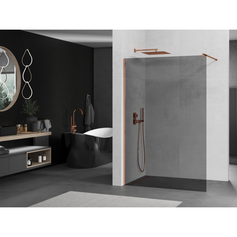 Mexen Kioto dušisein Walk-in 70 x 200 cm, grafiit 8 mm, roosa kuld - 800-070-101-60-40