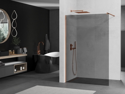 Mexen Kioto Duschwand Walk-in 70 x 200 cm, Grafit 8 mm, Roségold - 800-070-101-60-40