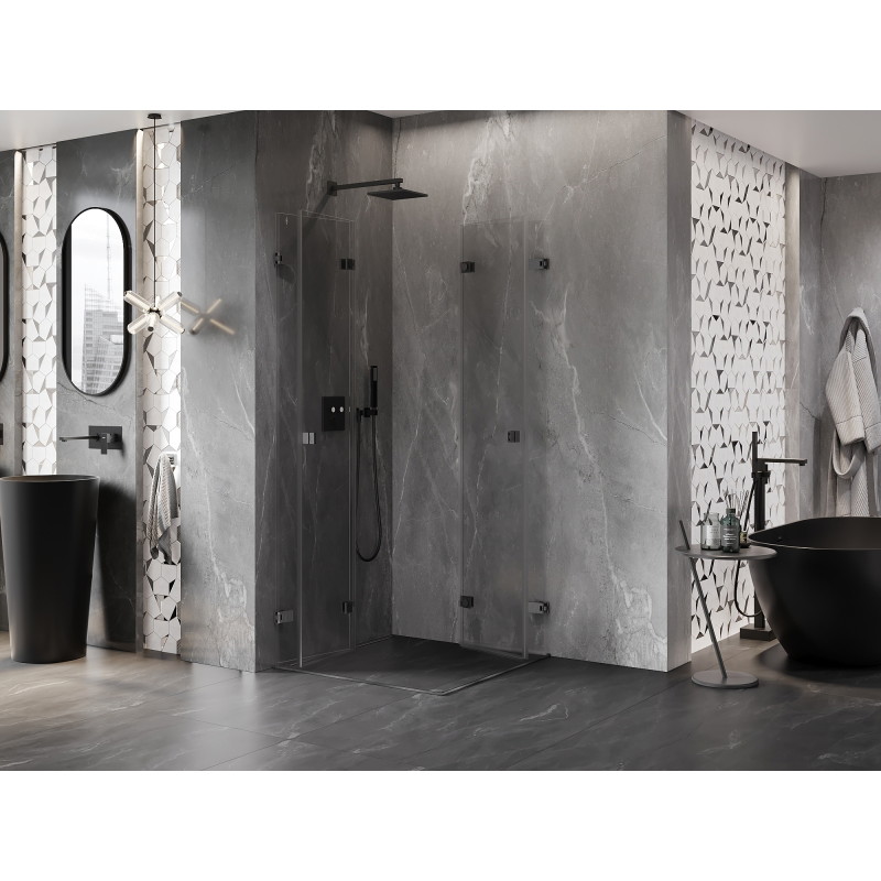 Mexen Lunar-F Duo kokkuvolditav dušinurk 95 x 95 cm, läbipaistev, harjatud relvatera hall - 836-095L-095P-66-00