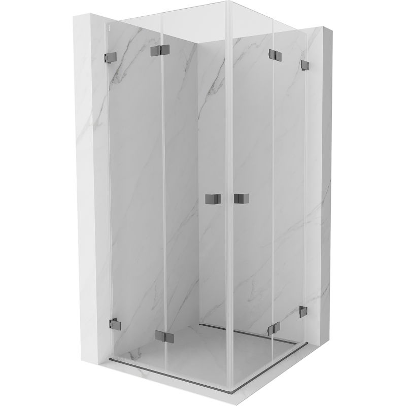 Mexen Lunar-F Duo faltbare Duschkabine 95 x 95 cm, transparent, gun metal - 836-095L-095P-95-00