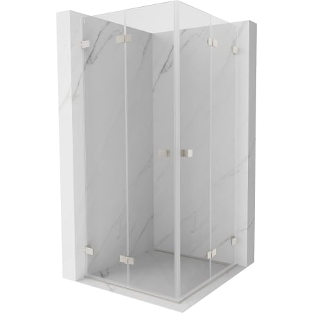 Mexen Lunar-F Duo foldable shower cabin 95 x 95 cm, transparent, brushed nickel - 836-095L-095P-97-00