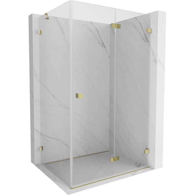 Mexen Lunar-F opvouwbare douchecabine rechts 100 x 90 cm, transparant, goud - 836-100-090-50-00-P