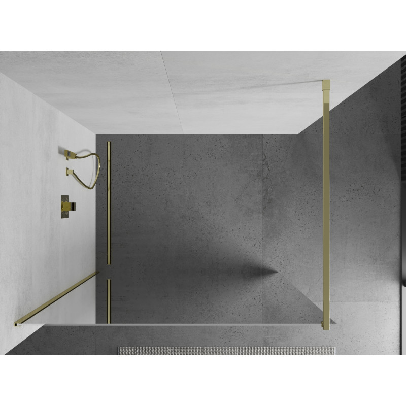 Mexen Kioto panel de ducha Walk-in 80 x 200 cm, espejo 8 mm, dorado - 800-080-101-50-50
