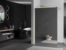Mexen Kioto panel de ducha Walk-in 80 x 200 cm, espejo 8 mm, dorado - 800-080-101-50-50