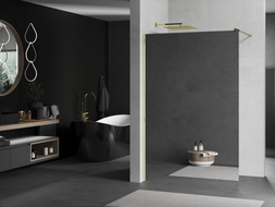 Mexen Kioto zidna tuš pregrada Walk-in 80 x 200 cm, ogledalo 8 mm, zlatna - 800-080-101-50-50